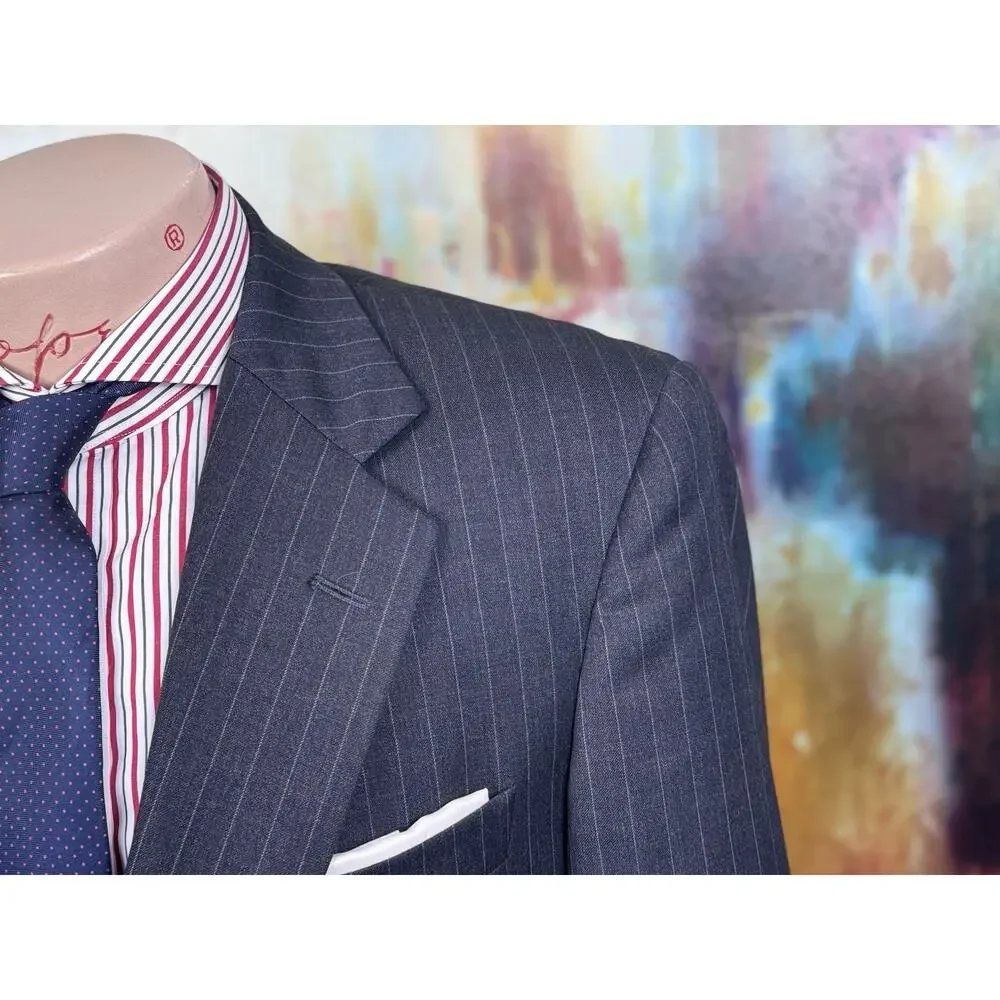 Brooks Brothers Mens Charcoal Gray Pinstripe 2 Piece Suit 40R Pant 35/29